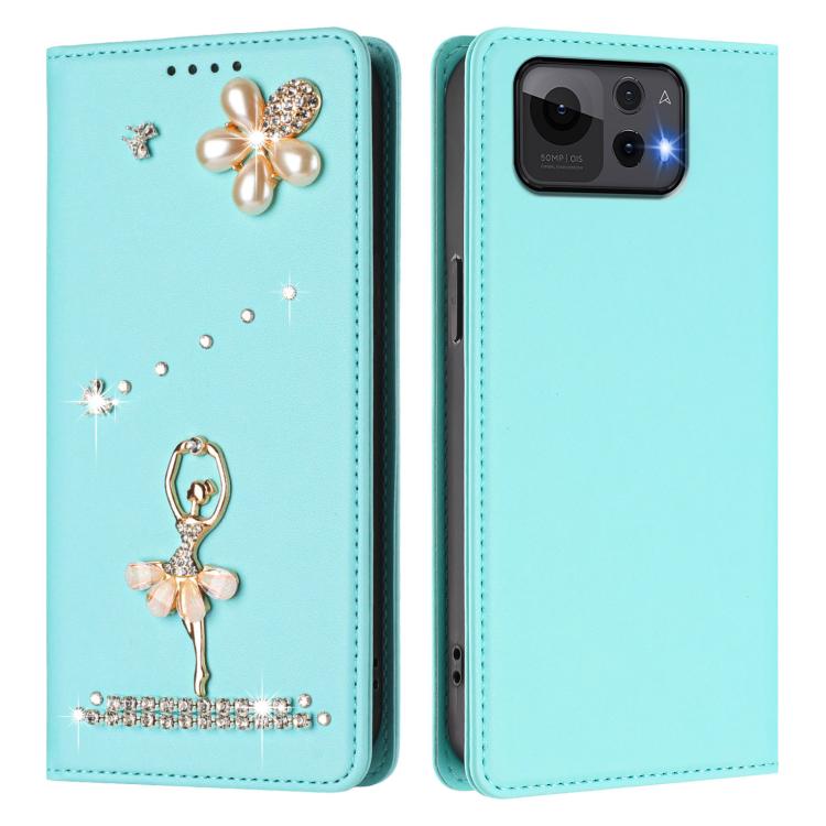 For Asus Zenfone 12 Ultra Ballet Girl Diamond Studded RFID Vegan Leather Phone Case