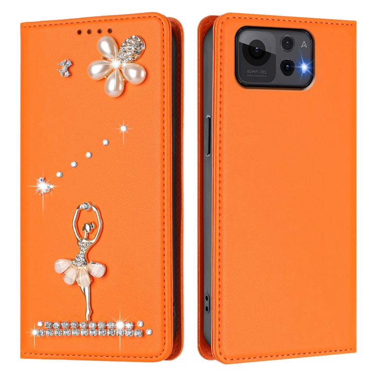 For Asus Zenfone 12 Ultra Ballet Girl Diamond Studded RFID Vegan Leather Phone Case