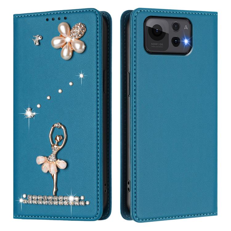 For Asus Zenfone 12 Ultra Ballet Girl Diamond Studded RFID Vegan Leather Phone Case