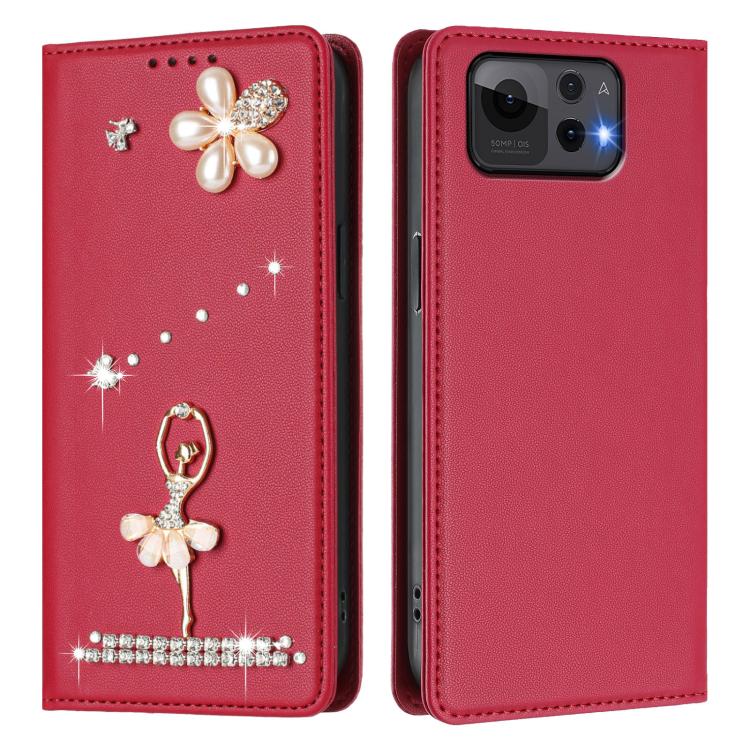 For Asus Zenfone 12 Ultra Ballet Girl Diamond Studded RFID Vegan Leather Phone Case