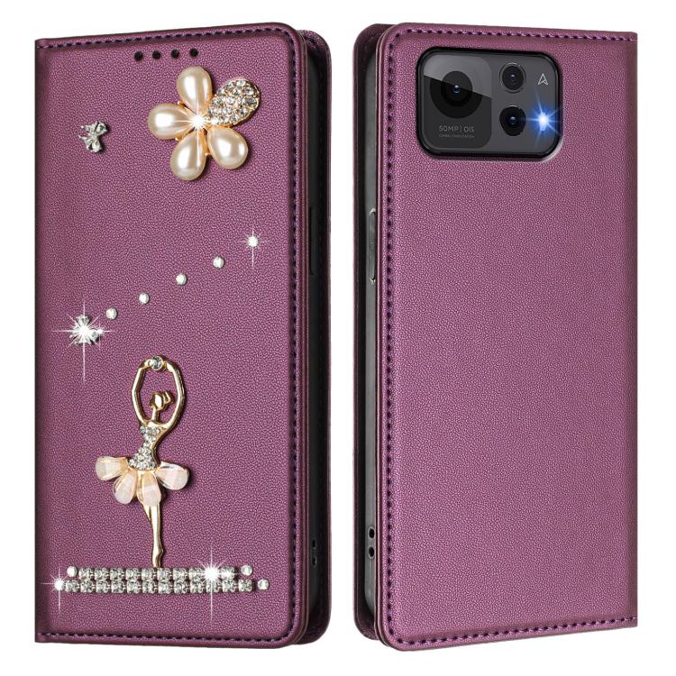 For Asus Zenfone 12 Ultra Ballet Girl Diamond Studded RFID Vegan Leather Phone Case