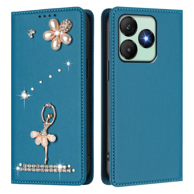 For Wiko T20 Ballet Girl Diamond Studded RFID Vegan Leather Phone Case