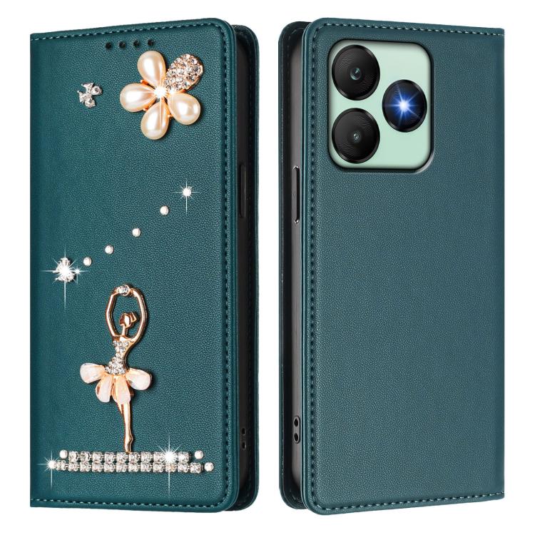 For Wiko T20 Ballet Girl Diamond Studded RFID Vegan Leather Phone Case