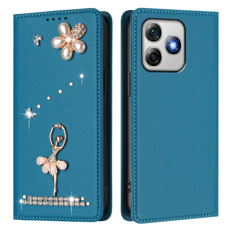 For Ulefone Note 18 Ultra 5G / 18 Pro Ballet Girl Diamond Studded RFID Vegan Leather Phone Case