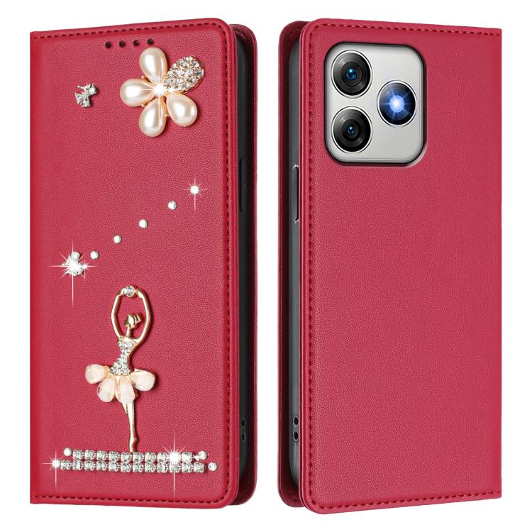 For Ulefone Note 18 Ultra 5G / 18 Pro Ballet Girl Diamond Studded RFID Vegan Leather Phone Case