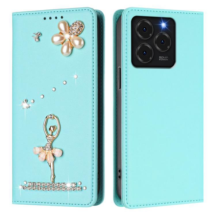 For Ulefone Note 20 Pro Ballet Girl Diamond Studded RFID Vegan Leather Phone Case