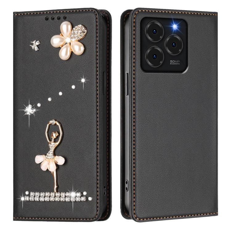 For Ulefone Note 20 Pro Ballet Girl Diamond Studded RFID Vegan Leather Phone Case