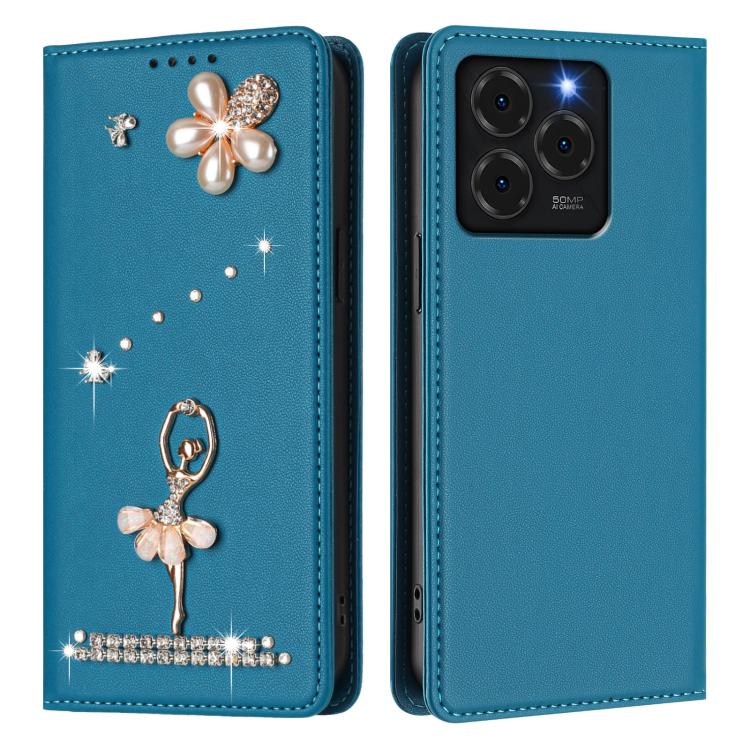 For Ulefone Note 20 Pro Ballet Girl Diamond Studded RFID Vegan Leather Phone Case