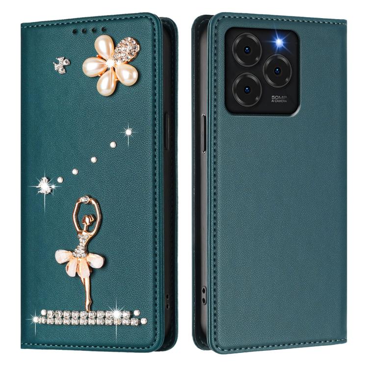 For Ulefone Note 20 Pro Ballet Girl Diamond Studded RFID Vegan Leather Phone Case