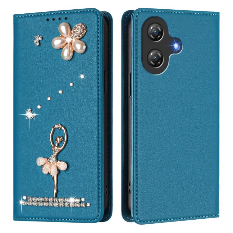 For Ulefone Note 21 Ballet Girl Diamond Studded RFID Vegan Leather Phone Case