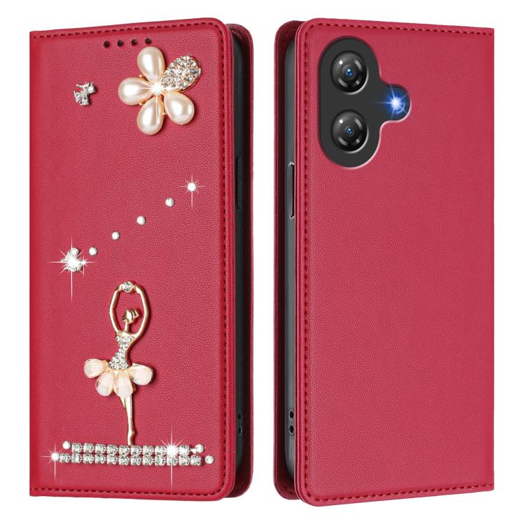 For Ulefone Note 21 Ballet Girl Diamond Studded RFID Vegan Leather Phone Case