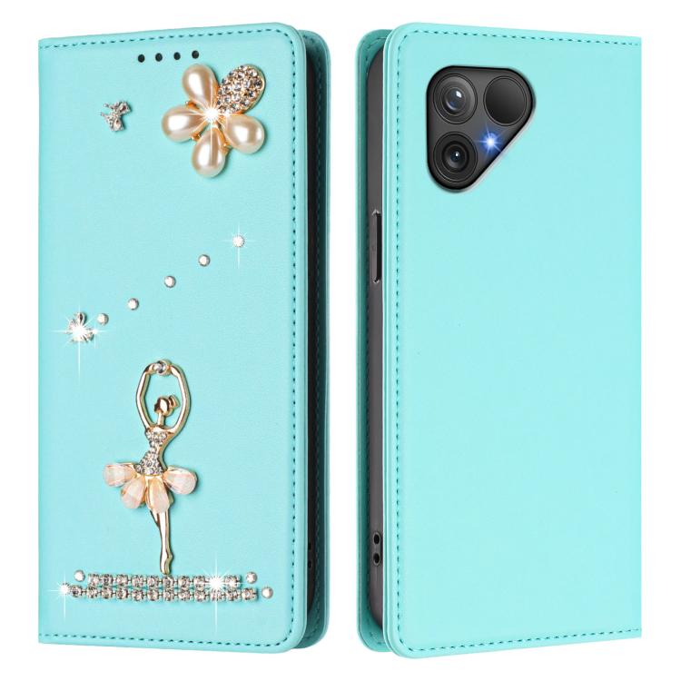 For Fairphone 5 Ballet Girl Diamond Studded RFID Vegan Leather Phone Case