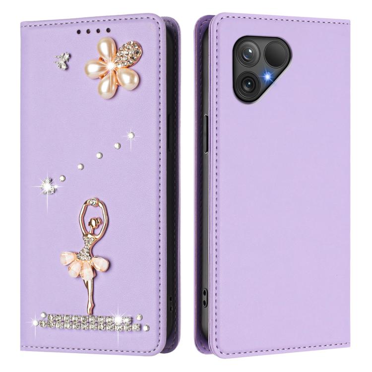 For Fairphone 5 Ballet Girl Diamond Studded RFID Vegan Leather Phone Case