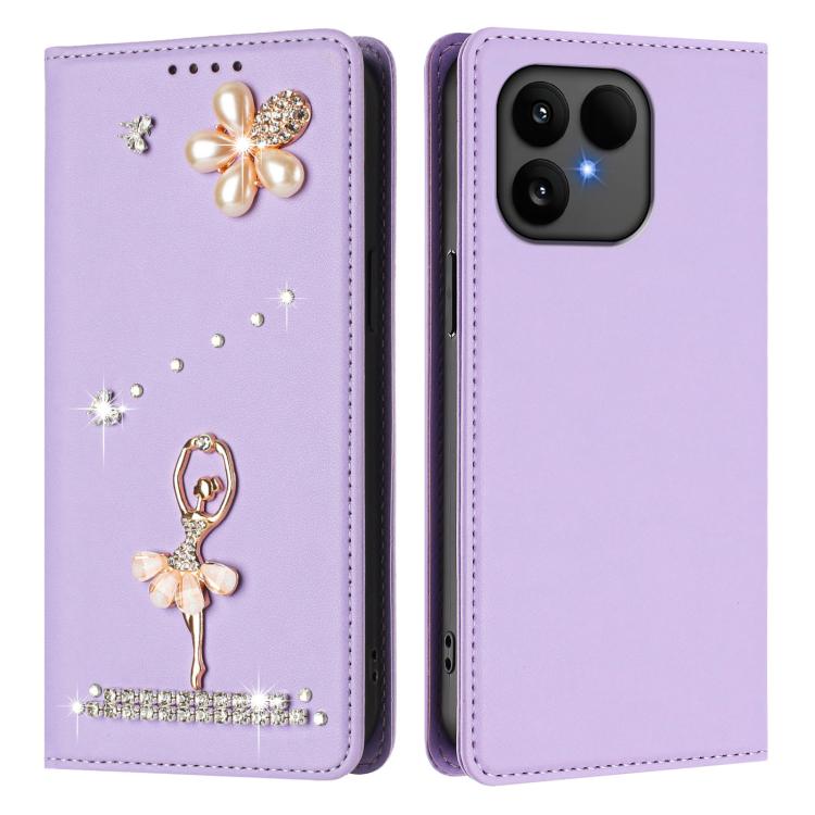 For Fairphone 6 Ballet Girl Diamond Studded RFID Vegan Leather Phone Case