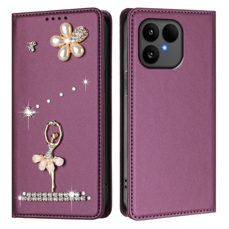For Fairphone 6 Ballet Girl Diamond Studded RFID Vegan Leather Phone Case