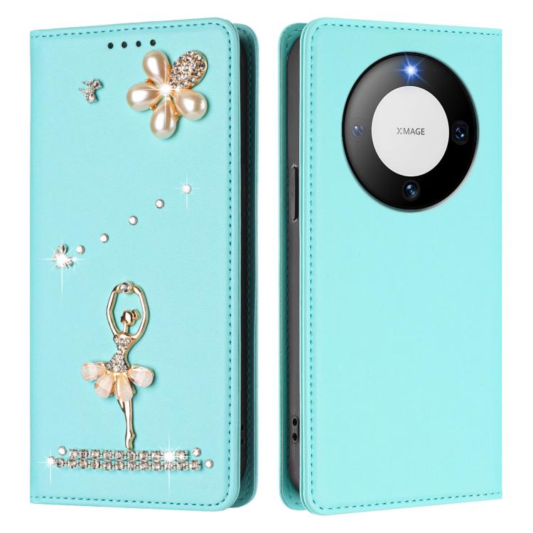 For Huawei Mate 60 Pro / 60 Pro+ Ballet Girl Diamond Studded RFID Vegan Leather Phone Case