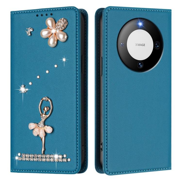 For Huawei Mate 60 Pro / 60 Pro+ Ballet Girl Diamond Studded RFID Vegan Leather Phone Case