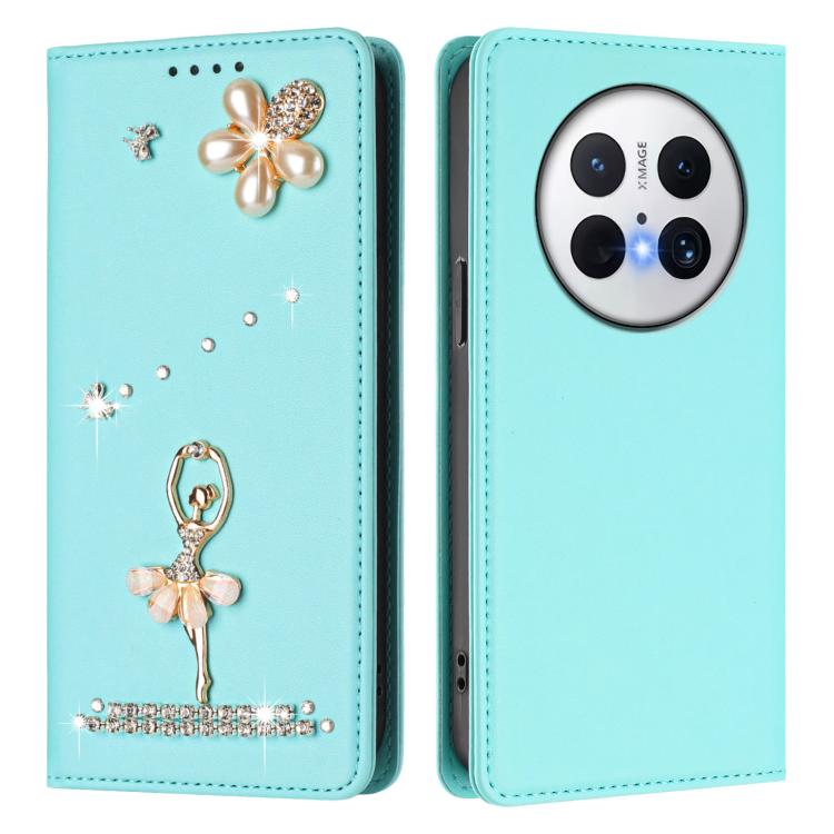 For Huawei Mate 70 Ballet Girl Diamond Studded RFID Vegan Leather Phone Case