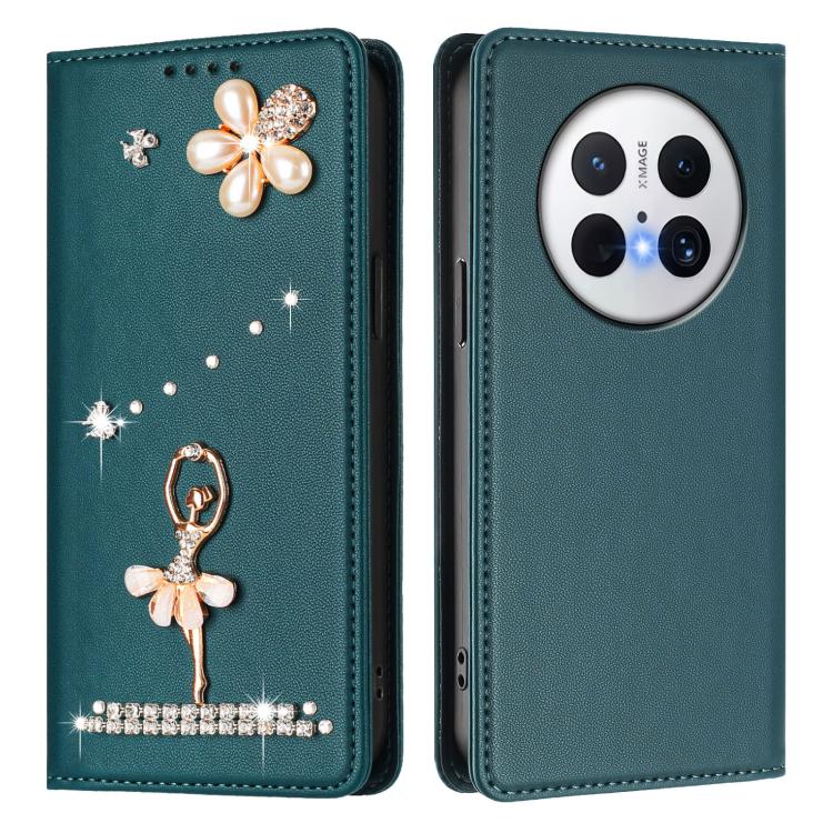 For Huawei Mate 70 Ballet Girl Diamond Studded RFID Vegan Leather Phone Case