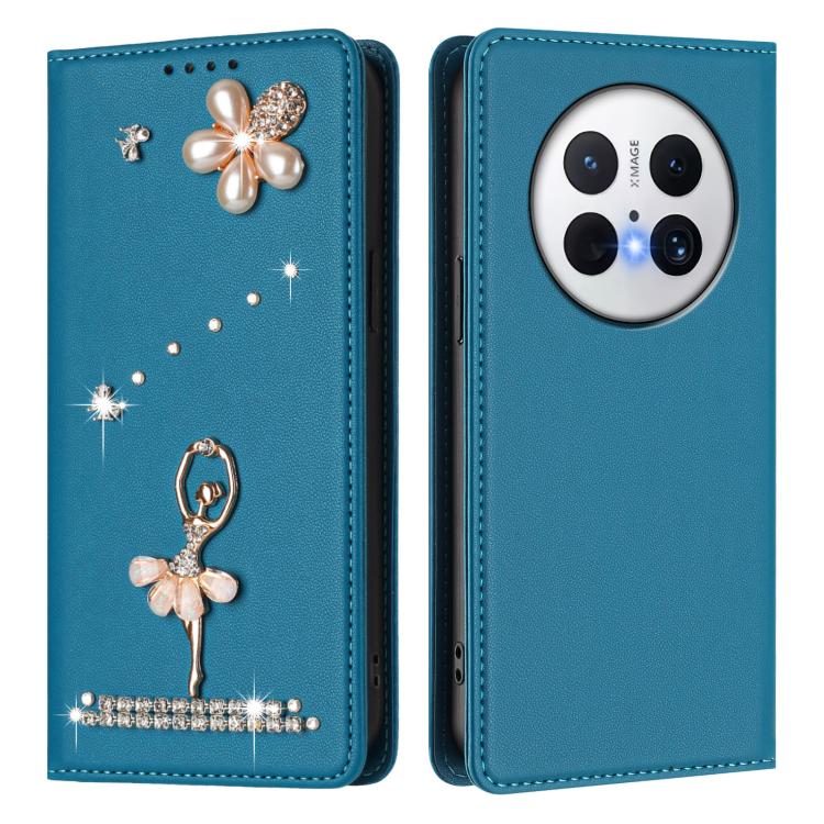 For Huawei Mate 70 Pro Ballet Girl Diamond Studded RFID Vegan Leather Phone Case