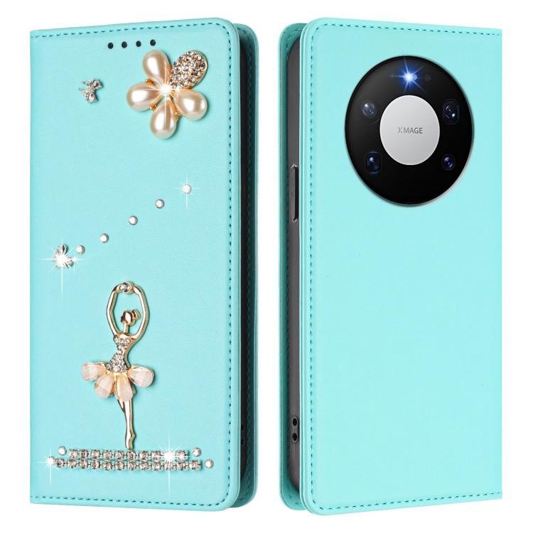 For Huawei Mate 80 Pro Max Ballet Girl Diamond Studded RFID Vegan Leather Phone Case