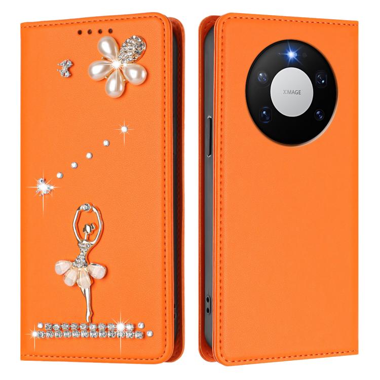 For Huawei Mate 80 Pro Max Ballet Girl Diamond Studded RFID Vegan Leather Phone Case