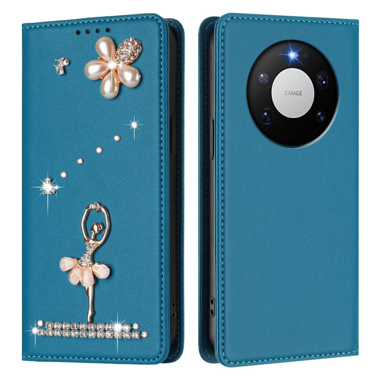 For Huawei Mate 80 Pro Max Ballet Girl Diamond Studded RFID Vegan Leather Phone Case