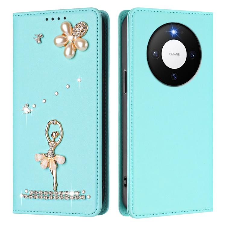 For Huawei Mate 80 / 80 Pro Ballet Girl Diamond Studded RFID Vegan Leather Phone Case