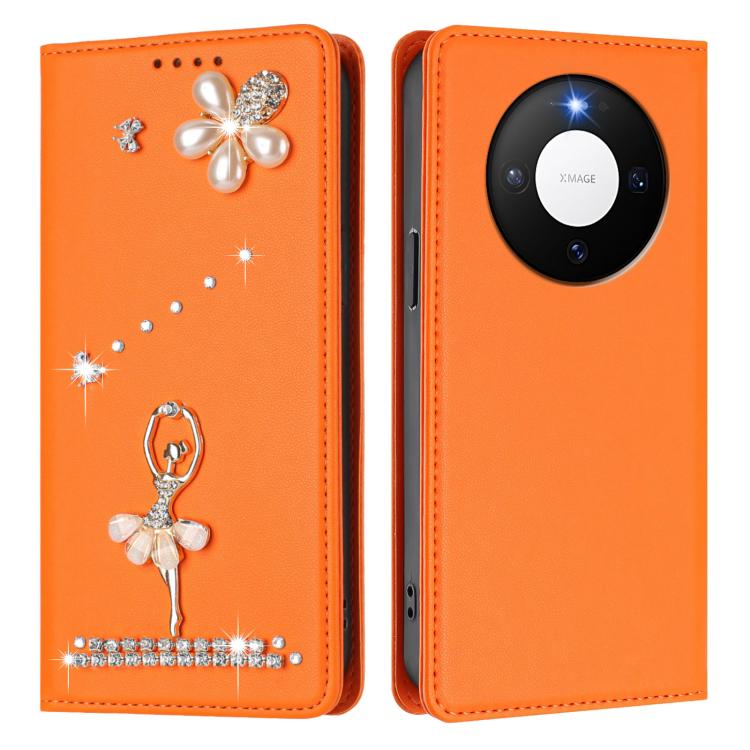 For Huawei Mate 80 / 80 Pro Ballet Girl Diamond Studded RFID Vegan Leather Phone Case