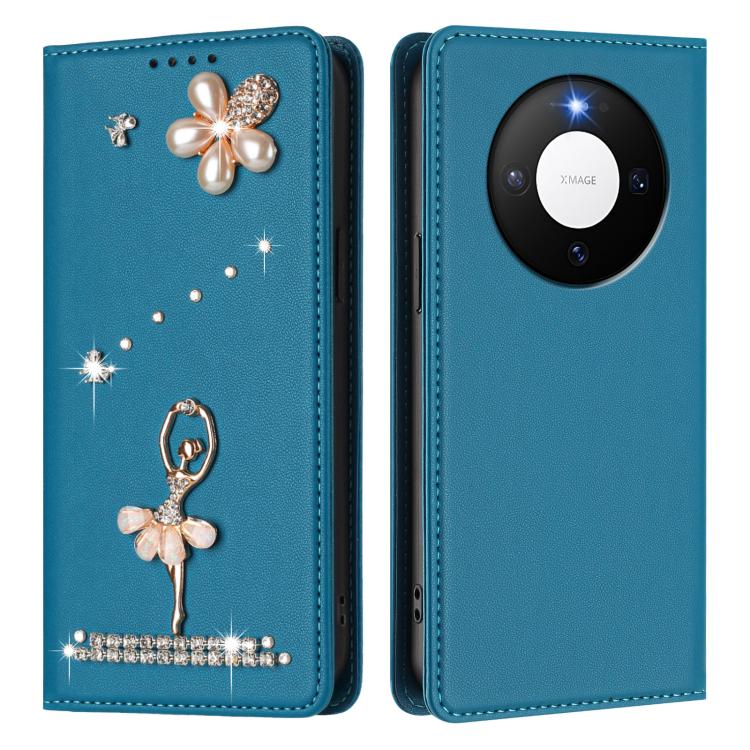 For Huawei Mate 80 / 80 Pro Ballet Girl Diamond Studded RFID Vegan Leather Phone Case