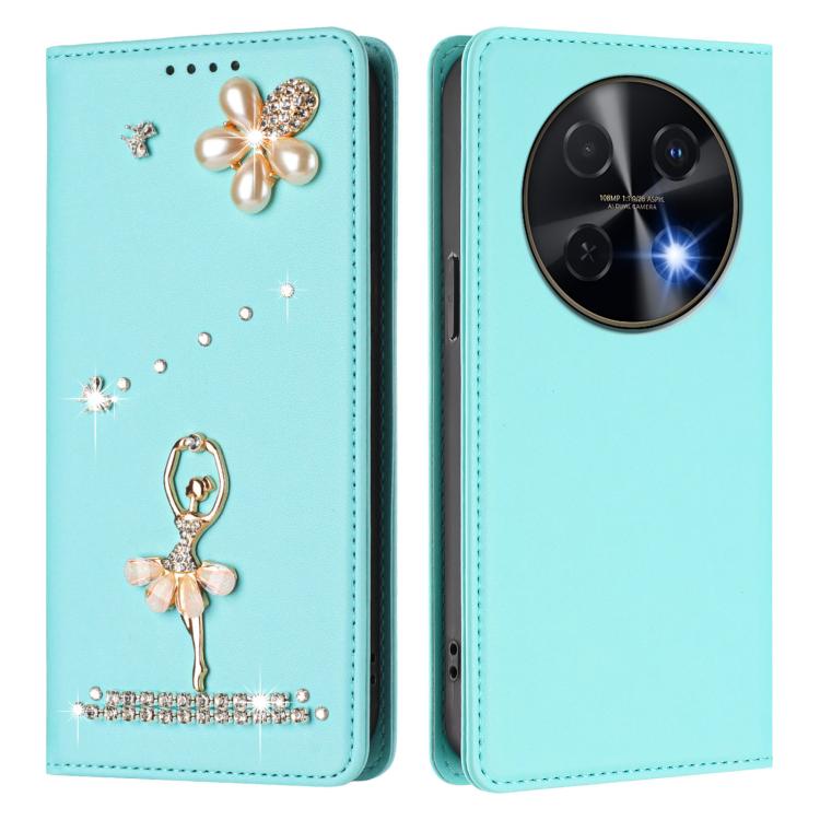 For Huawei nova 12i 4G / nova 13i  4G Ballet Girl Diamond Studded RFID Vegan Leather Phone Case