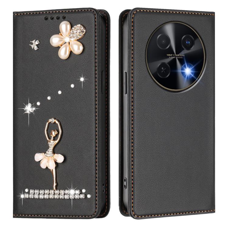 For Huawei nova 12i 4G / nova 13i  4G Ballet Girl Diamond Studded RFID Vegan Leather Phone Case