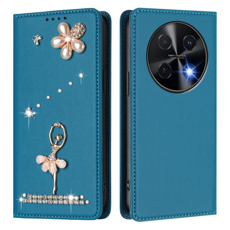 For Huawei nova 12i 4G / nova 13i  4G Ballet Girl Diamond Studded RFID Vegan Leather Phone Case