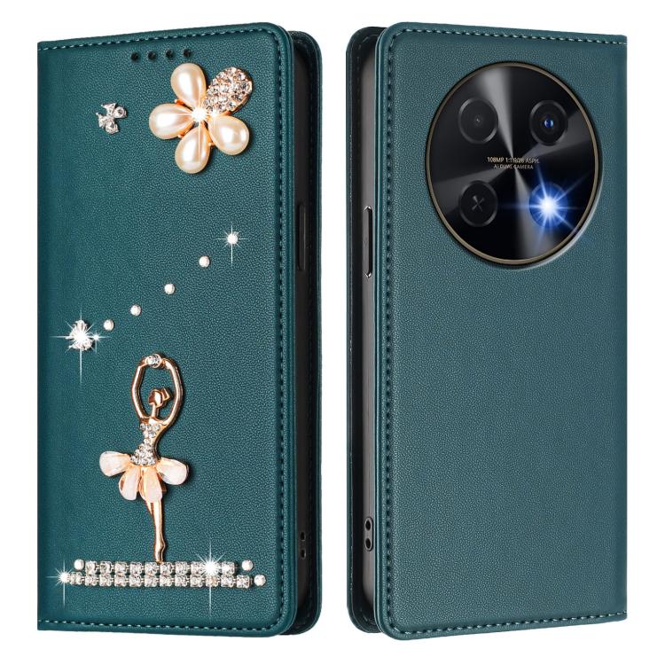 For Huawei nova 12i 4G / nova 13i  4G Ballet Girl Diamond Studded RFID Vegan Leather Phone Case