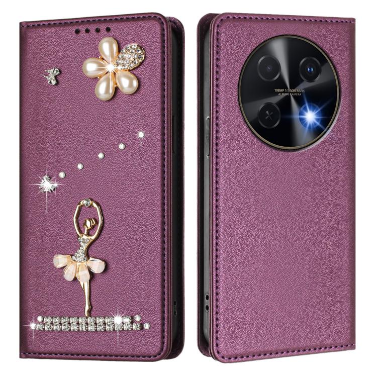 For Huawei nova 12i 4G / nova 13i  4G Ballet Girl Diamond Studded RFID Vegan Leather Phone Case