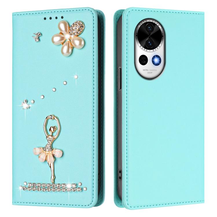 For Huawei nova 13 / 12 Ballet Girl Diamond Studded RFID Vegan Leather Phone Case