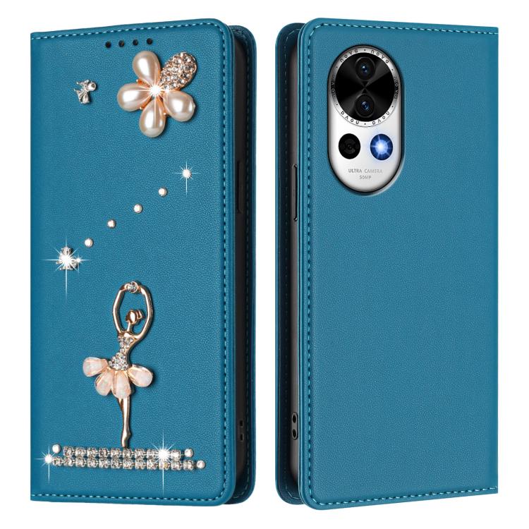 For Huawei nova 13 / 12 Ballet Girl Diamond Studded RFID Vegan Leather Phone Case