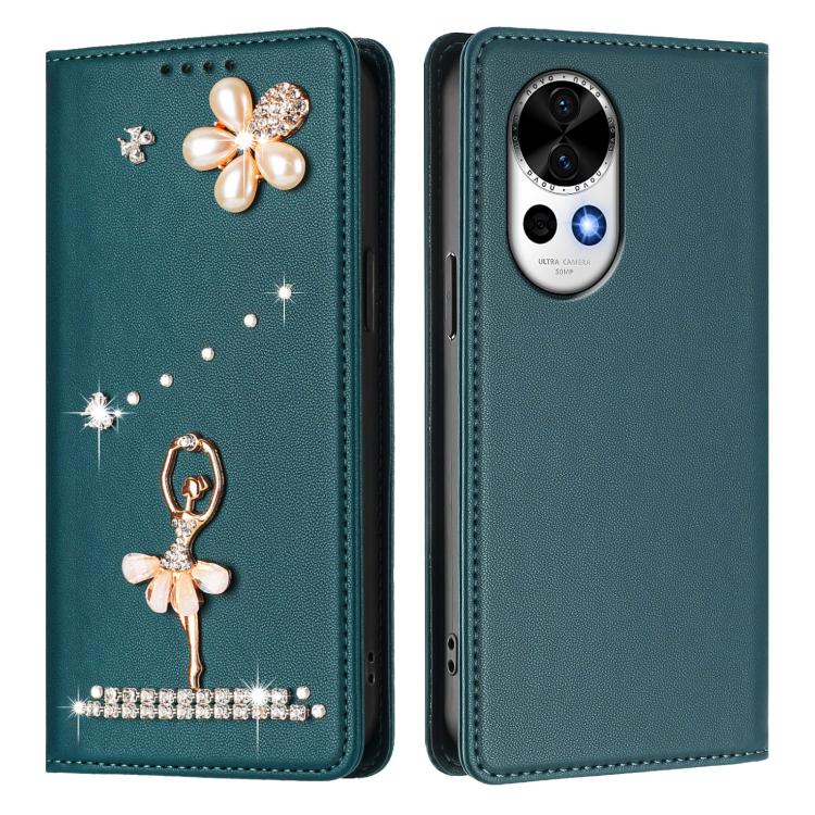 For Huawei nova 13 / 12 Ballet Girl Diamond Studded RFID Vegan Leather Phone Case