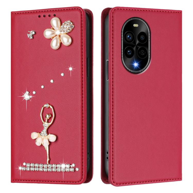 For Huawei nova 13 Pro Ballet Girl Diamond Studded RFID Vegan Leather Phone Case