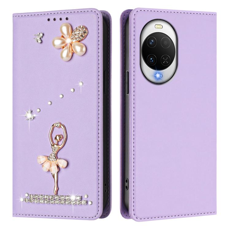For Huawei nova 15 / nova 14 / 14 Lite Ballet Girl Diamond Studded RFID Vegan Leather Phone Case
