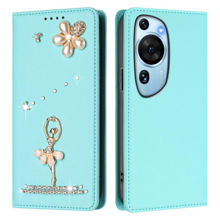 For Huawei P60 Art Ballet Girl Diamond Studded RFID Vegan Leather Phone Case