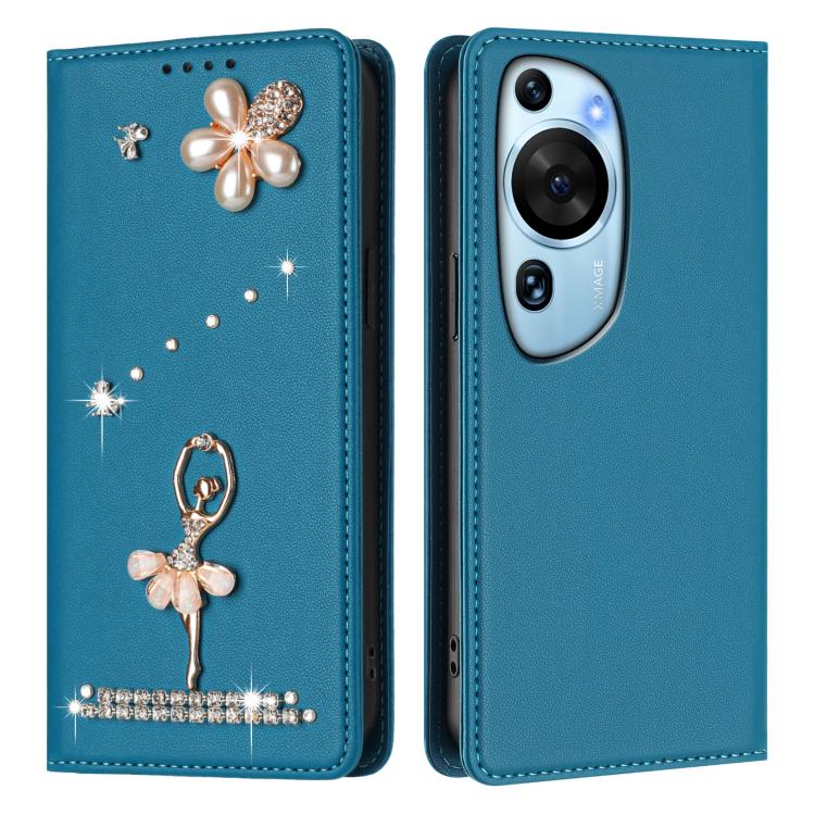 For Huawei P60 Art Ballet Girl Diamond Studded RFID Vegan Leather Phone Case