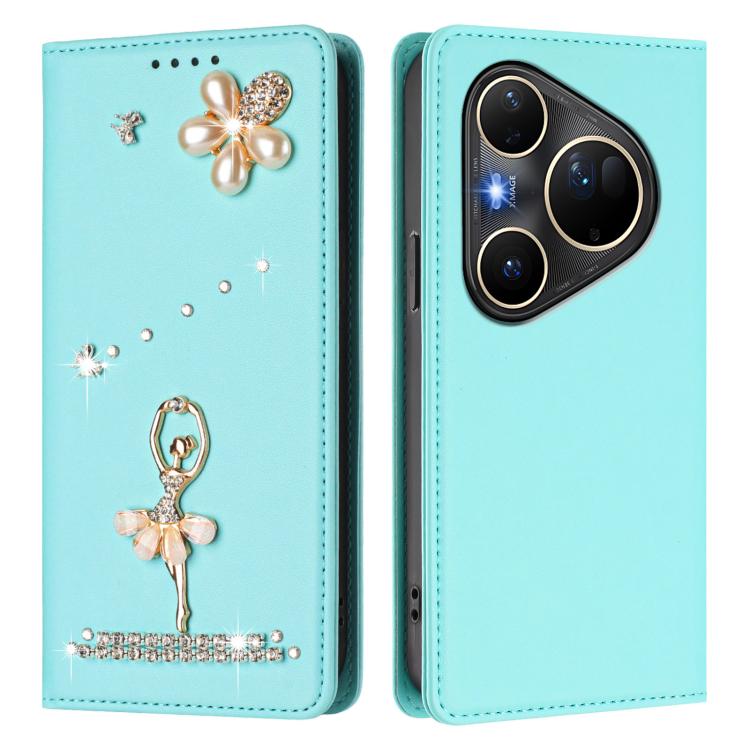 For Huawei Pura 80 Ultra Ballet Girl Diamond Studded RFID Vegan Leather Phone Case