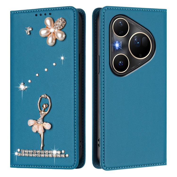 For Huawei Pura 80 Ultra Ballet Girl Diamond Studded RFID Vegan Leather Phone Case