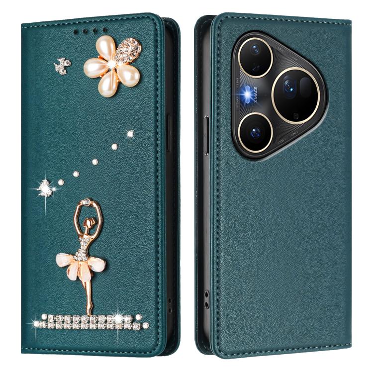 For Huawei Pura 80 Ultra Ballet Girl Diamond Studded RFID Vegan Leather Phone Case