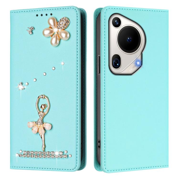 For Huawei Pura 70 Ultra Ballet Girl Diamond Studded RFID Vegan Leather Phone Case
