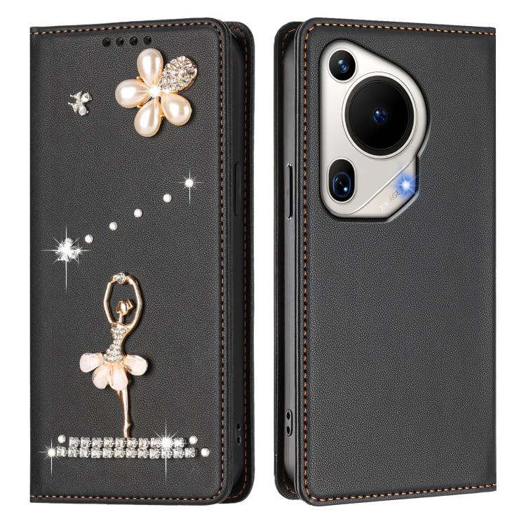 For Huawei Pura 70 Ultra Ballet Girl Diamond Studded RFID Vegan Leather Phone Case