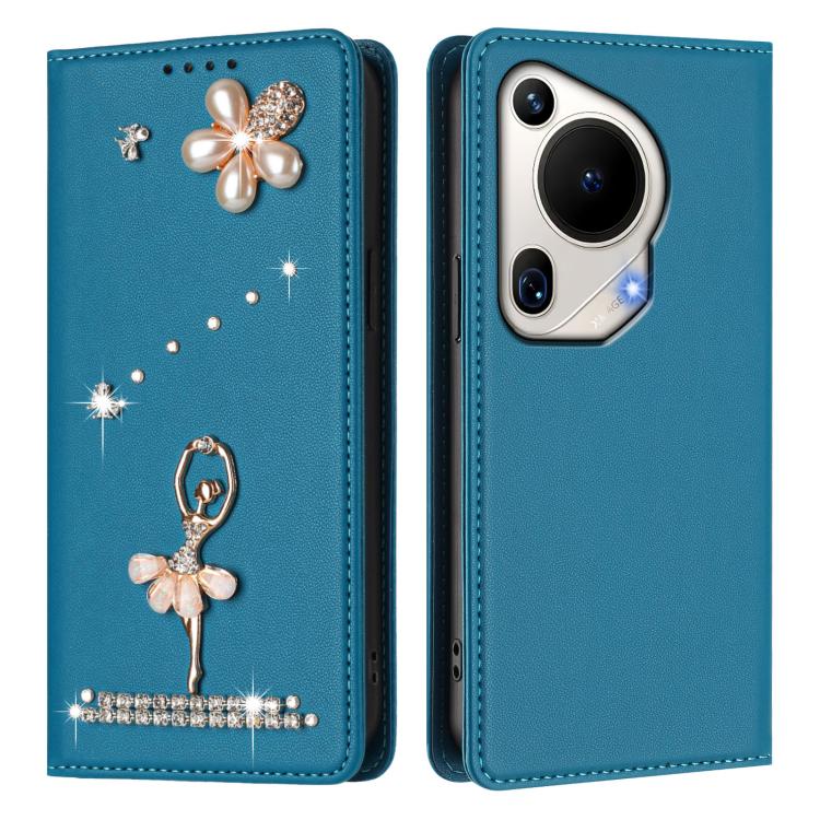 For Huawei Pura 70 Ultra Ballet Girl Diamond Studded RFID Vegan Leather Phone Case