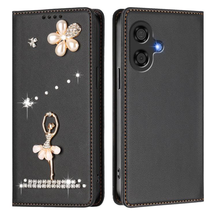 For Coolpad Cool 40i Ballet Girl Diamond Studded RFID Vegan Leather Phone Case