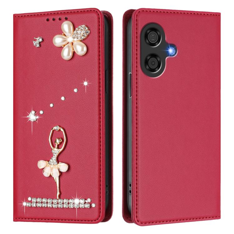 For Coolpad Cool 40i Ballet Girl Diamond Studded RFID Vegan Leather Phone Case